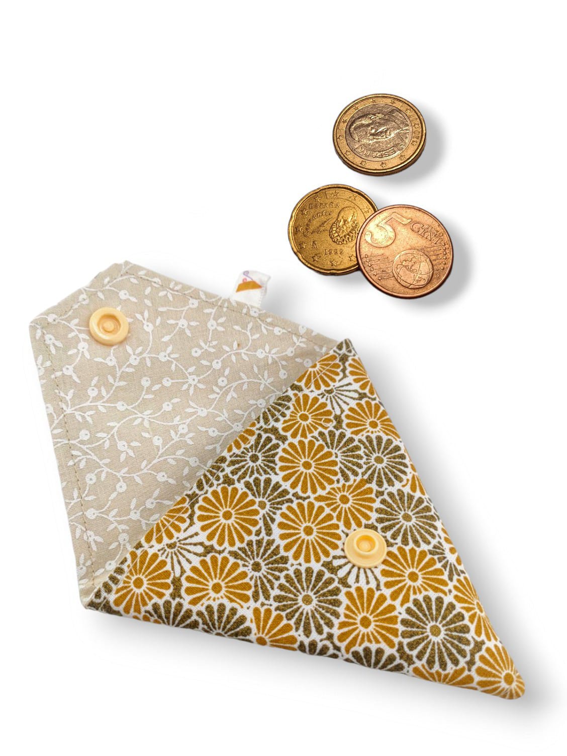 Monedero triangular flores amarillas